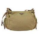 PRADA Shoulder Bag Nylon Khaki Silver Auth 175738-13