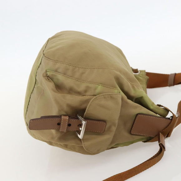 PRADA Shoulder Bag Nylon Khaki Silver Auth 175738