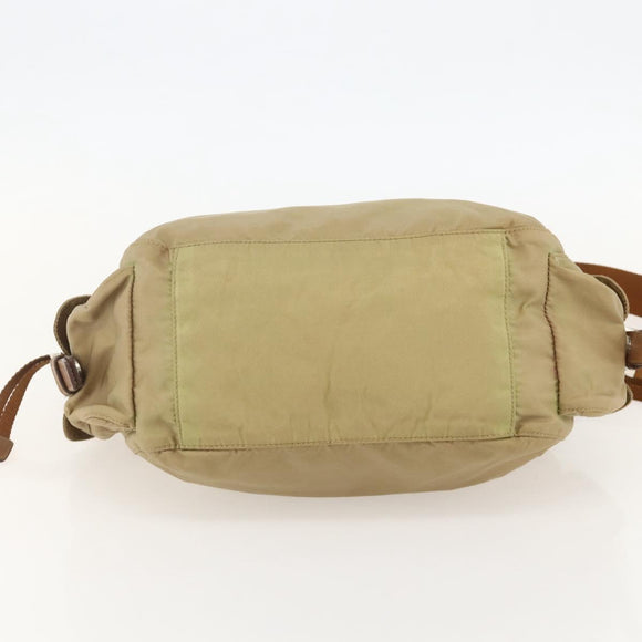 PRADA Shoulder Bag Nylon Khaki Silver Auth 175738