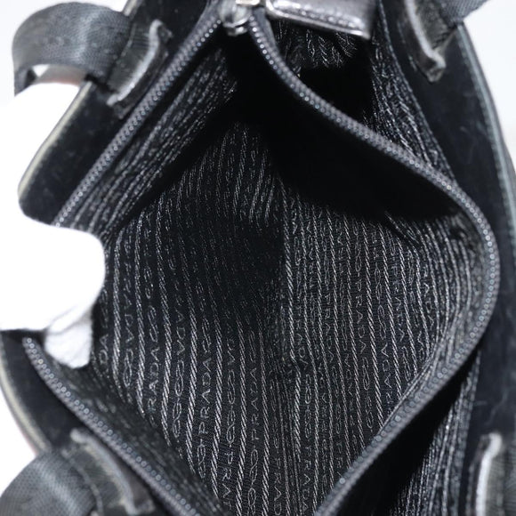 PRADA Tote Bag Nylon Black Silver Auth 175739