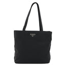 PRADA Tote Bag Nylon Black Silver Auth 175739-13