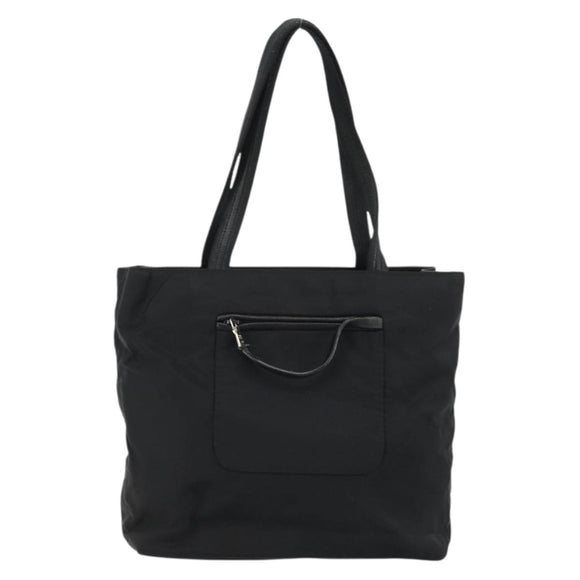 PRADA Tote Bag Nylon Black Silver Auth 175739