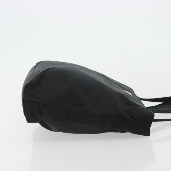 PRADA Tote Bag Nylon Black Silver Auth 175739