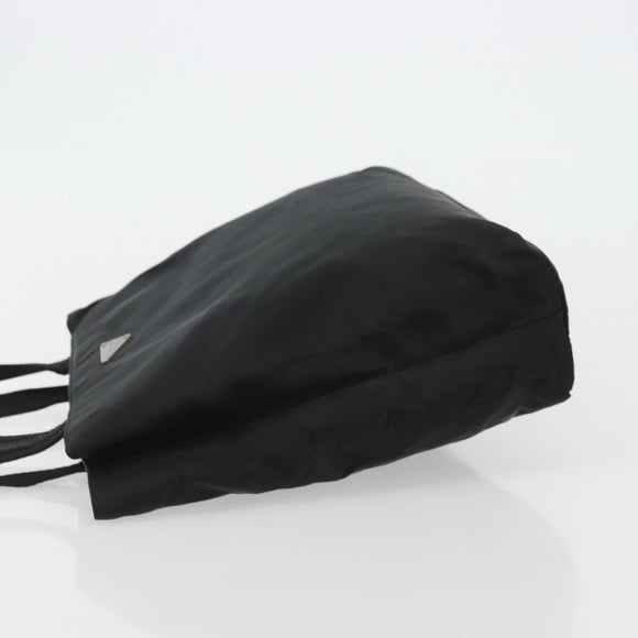 PRADA Tote Bag Nylon Black Silver Auth 175739