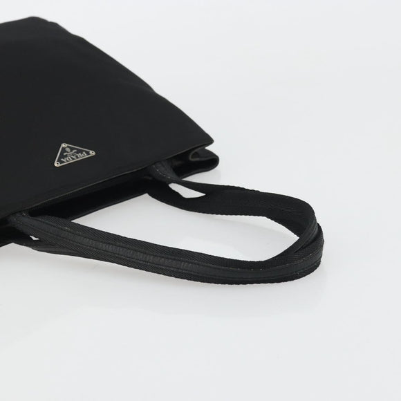 PRADA Tote Bag Nylon Black Silver Auth 175739