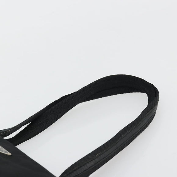 PRADA Tote Bag Nylon Black Silver Auth 175739