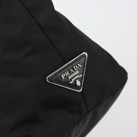 PRADA Hand Bag Nylon Black Silver Auth 175740