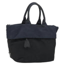PRADA Hand Bag Nylon Black Silver Auth 175740-1