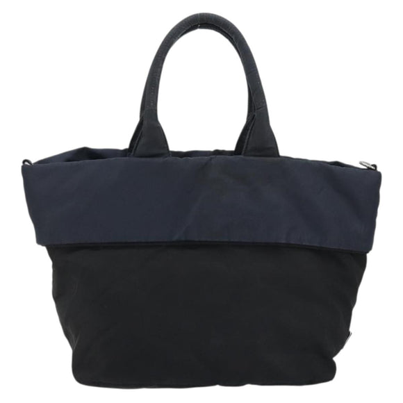 PRADA Hand Bag Nylon Black Silver Auth 175740