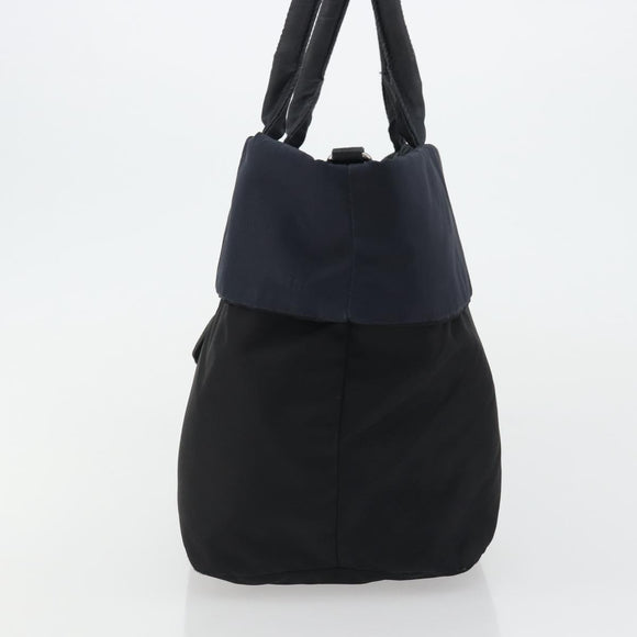 PRADA Hand Bag Nylon Black Silver Auth 175740