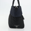PRADA Hand Bag Nylon Black Silver Auth 175740-4