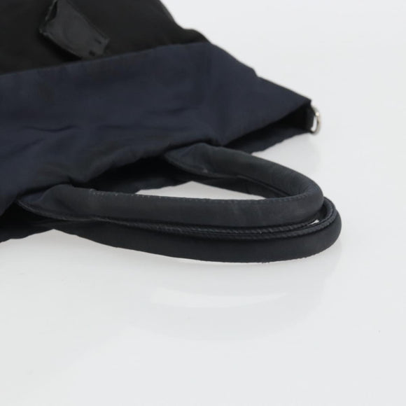 PRADA Hand Bag Nylon Black Silver Auth 175740