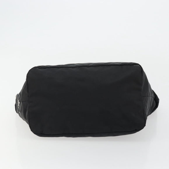PRADA Hand Bag Nylon Black Silver Auth 175740