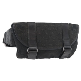 GUCCI GG Canvas Waist bag Black Silver 145851 Auth 175742