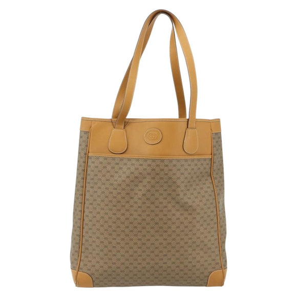 GUCCI Micro GG Supreme Tote Bag PVC Beige Gold Auth 175743