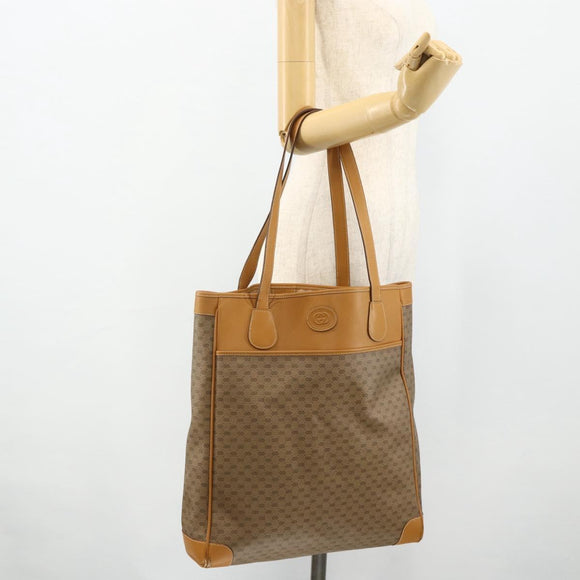 GUCCI Micro GG Supreme Tote Bag PVC Beige Gold Auth 175743