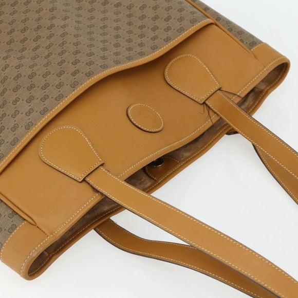 GUCCI Micro GG Supreme Tote Bag PVC Beige Gold Auth 175743