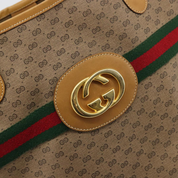 GUCCI Micro GG Supreme Web Sherry Line Bag PVC Beige 002 904 0131 Auth 175744