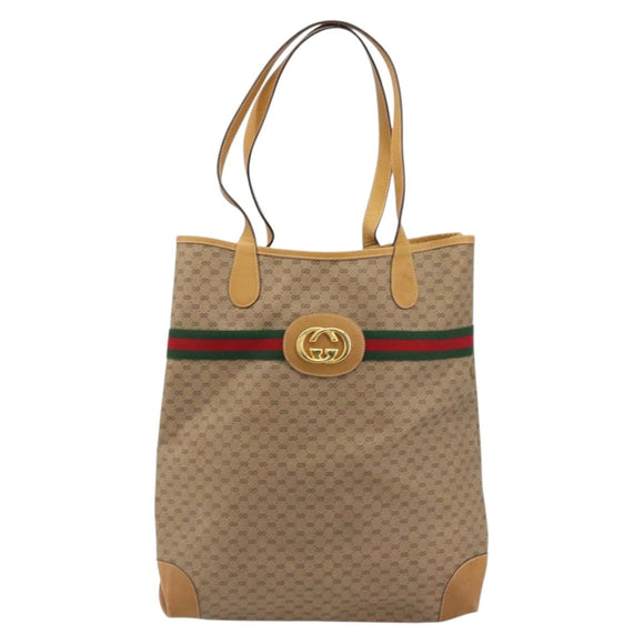 GUCCI Micro GG Supreme Web Sherry Line Bag PVC Beige 002 904 0131 Auth 175744