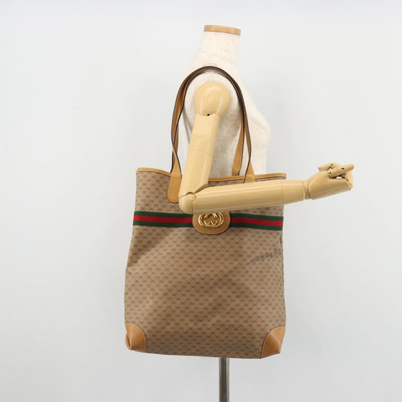 GUCCI Micro GG Supreme Web Sherry Line Bag PVC Beige 002 904 0131 Auth 175744
