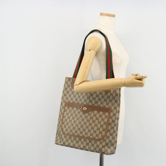 GUCCI GG Supreme Web Sherry Line Bag PVC Beige Red Green 89 02 003 Auth 175745