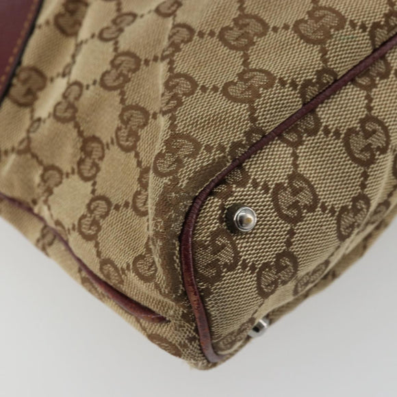 GUCCI GG Canvas Tote Bag Beige Silver 113016 Auth 175746