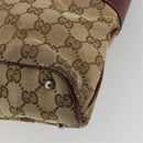 GUCCI GG Canvas Tote Bag Beige Silver 113016 Auth 175746-12