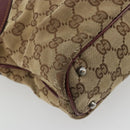 GUCCI GG Canvas Tote Bag Beige Silver 113016 Auth 175746-13