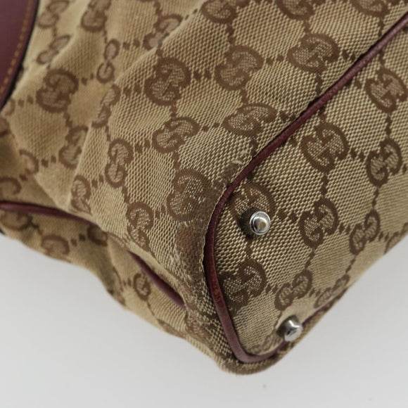 GUCCI GG Canvas Tote Bag Beige Silver 113016 Auth 175746