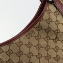 GUCCI GG Canvas Tote Bag Beige Silver 113016 Auth 175746-14