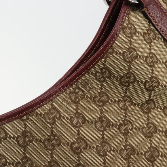 GUCCI GG Canvas Tote Bag Beige Silver 113016 Auth 175746
