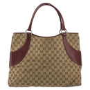 GUCCI GG Canvas Tote Bag Beige Silver 113016 Auth 175746-2
