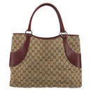 GUCCI GG Canvas Tote Bag Beige Silver 113016 Auth 175746-3
