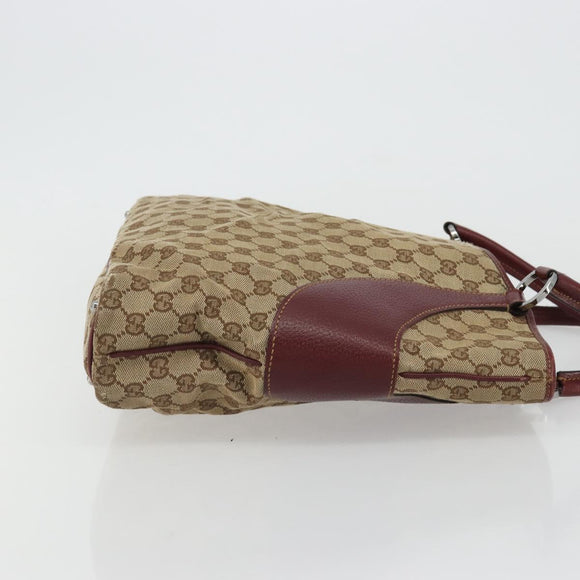 GUCCI GG Canvas Tote Bag Beige Silver 113016 Auth 175746