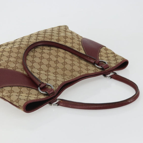 GUCCI GG Canvas Tote Bag Beige Silver 113016 Auth 175746