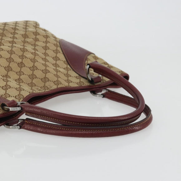 GUCCI GG Canvas Tote Bag Beige Silver 113016 Auth 175746