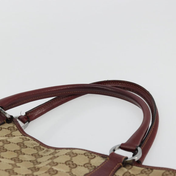 GUCCI GG Canvas Tote Bag Beige Silver 113016 Auth 175746