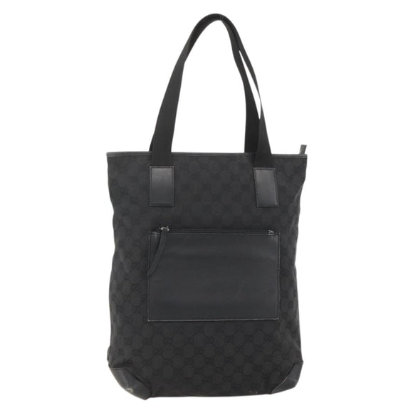 GUCCI GG Canvas Tote Bag Black Silver 28892 Auth 175748