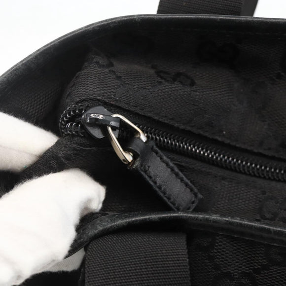 GUCCI GG Canvas Tote Bag Black Silver 28892 Auth 175748
