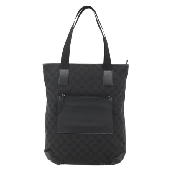 GUCCI GG Canvas Tote Bag Black Silver 28892 Auth 175748