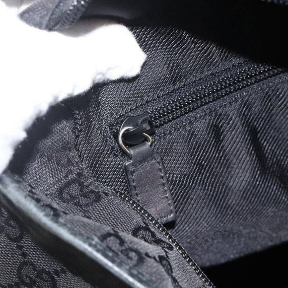GUCCI GG Canvas Tote Bag Black Silver 28892 Auth 175748