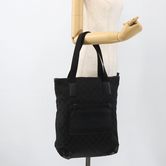 GUCCI GG Canvas Tote Bag Black Silver 28892 Auth 175748