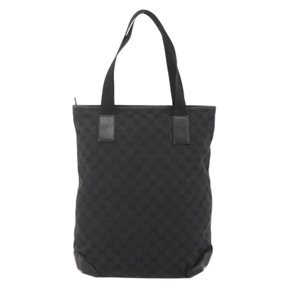 GUCCI GG Canvas Tote Bag Black Silver 28892 Auth 175748