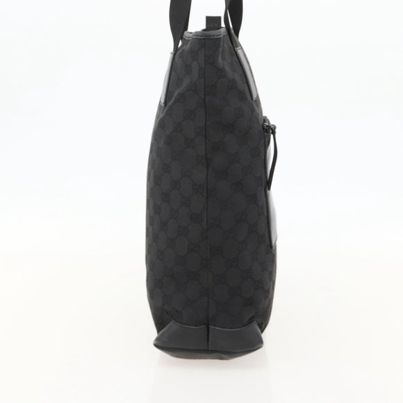 GUCCI GG Canvas Tote Bag Black Silver 28892 Auth 175748