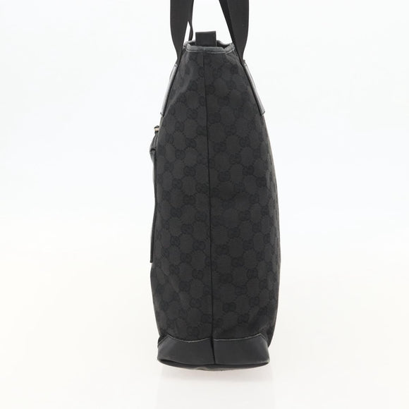 GUCCI GG Canvas Tote Bag Black Silver 28892 Auth 175748