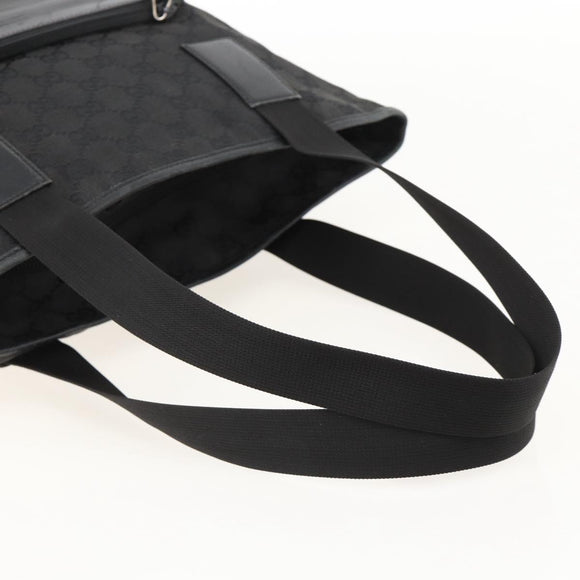 GUCCI GG Canvas Tote Bag Black Silver 28892 Auth 175748