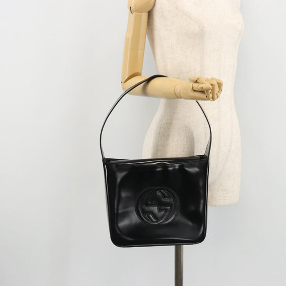 GUCCI Shoulder Bag Patent leather Black Silver 000 1013 0506 Auth 175750
