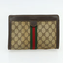 GUCCI GG Supreme Web Sherry Line Bag Leather PVC 3 Set Beige Brown Auth 175753-14