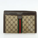 GUCCI GG Supreme Web Sherry Line Bag Leather PVC 3 Set Beige Brown Auth 175753-15
