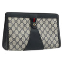 GUCCI GG Supreme Sherry Line Clutch Bag PVC Navy 89 01 033 Auth 175774-1